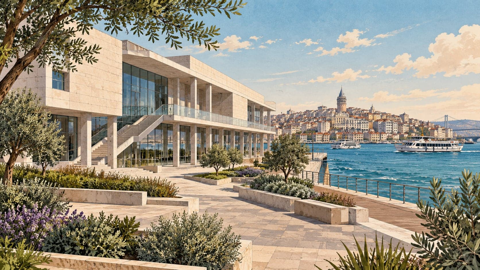 Illustration of İstanbul Modern Art Museum, İstanbul