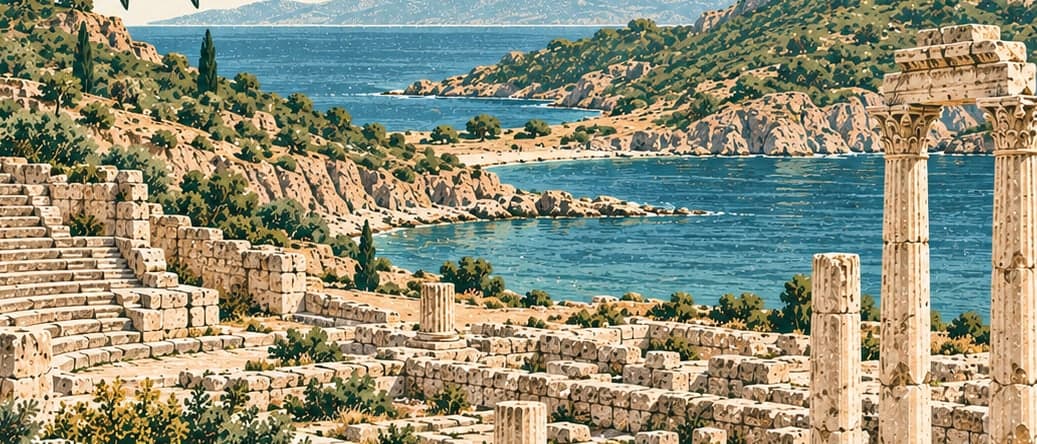 Illustration of Knidos Archaeological Site, Muğla