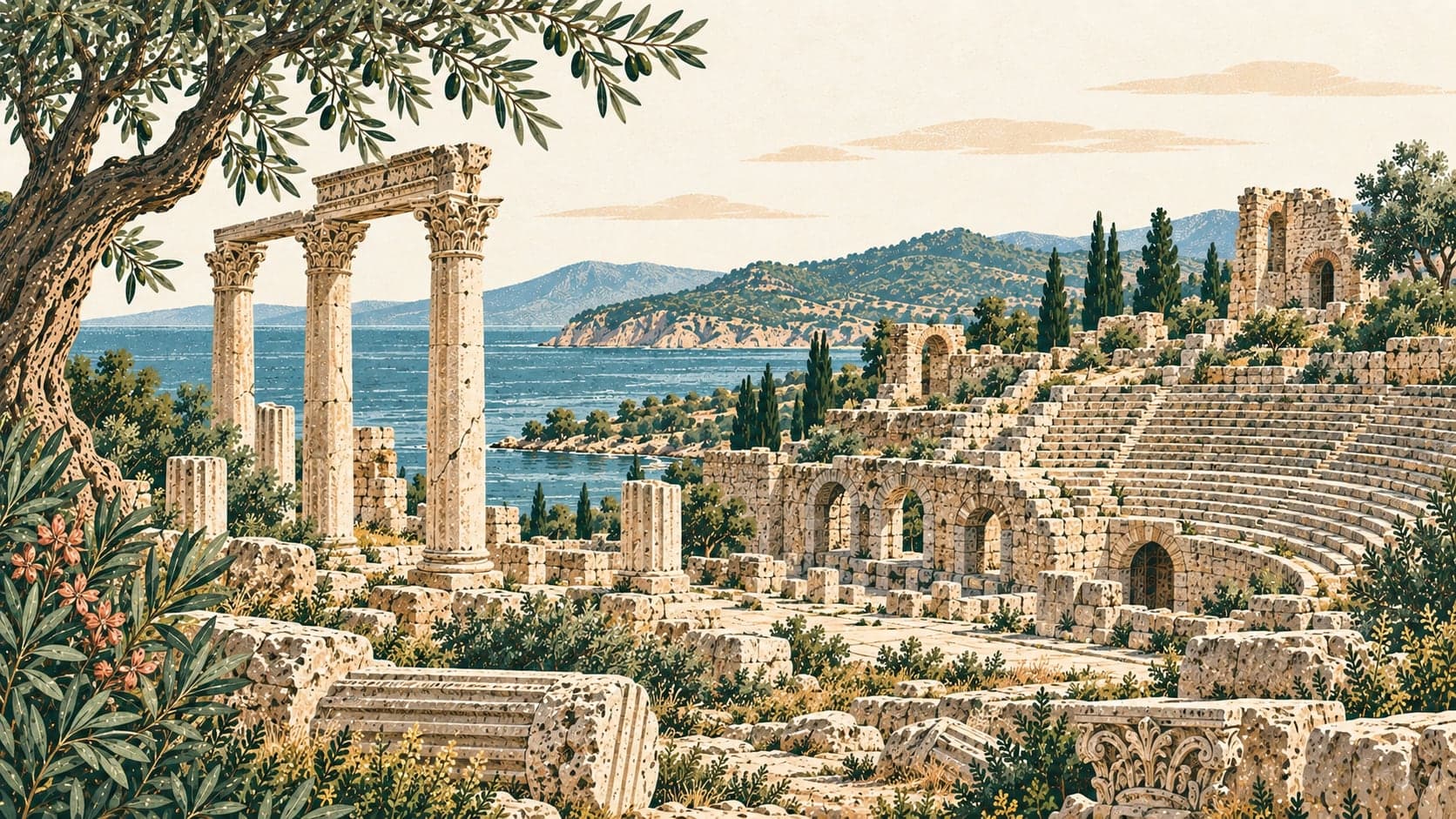 Illustration of Kyzikos Ancient City, Balıkesir