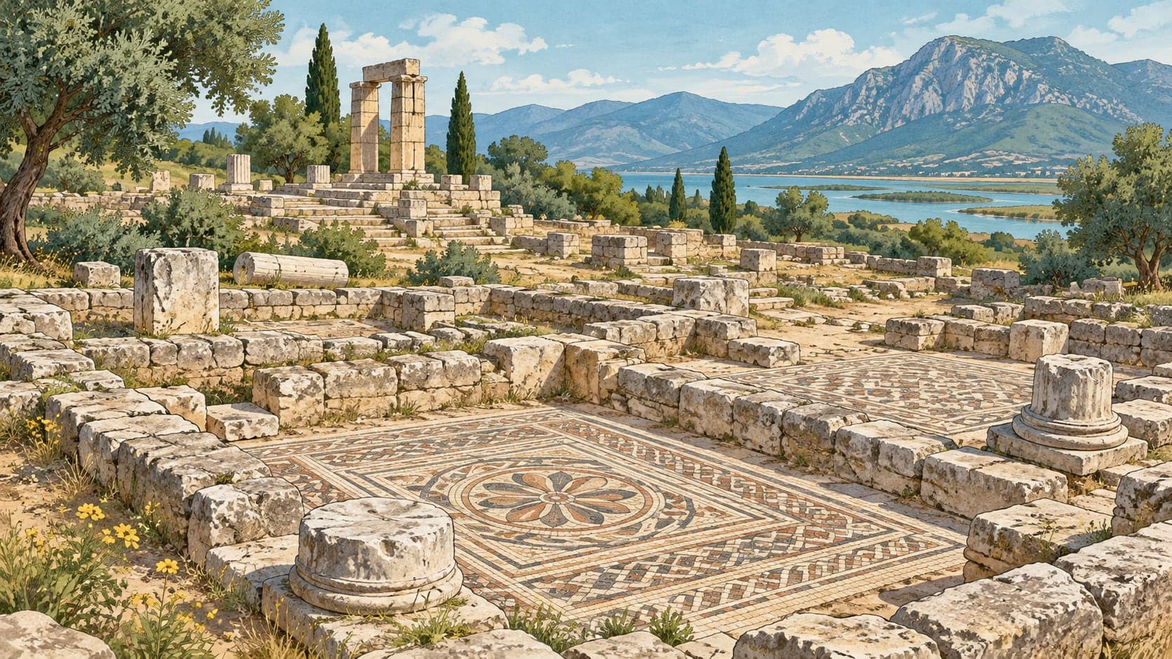 Illustration of Letoon Archaeological Site, Muğla
