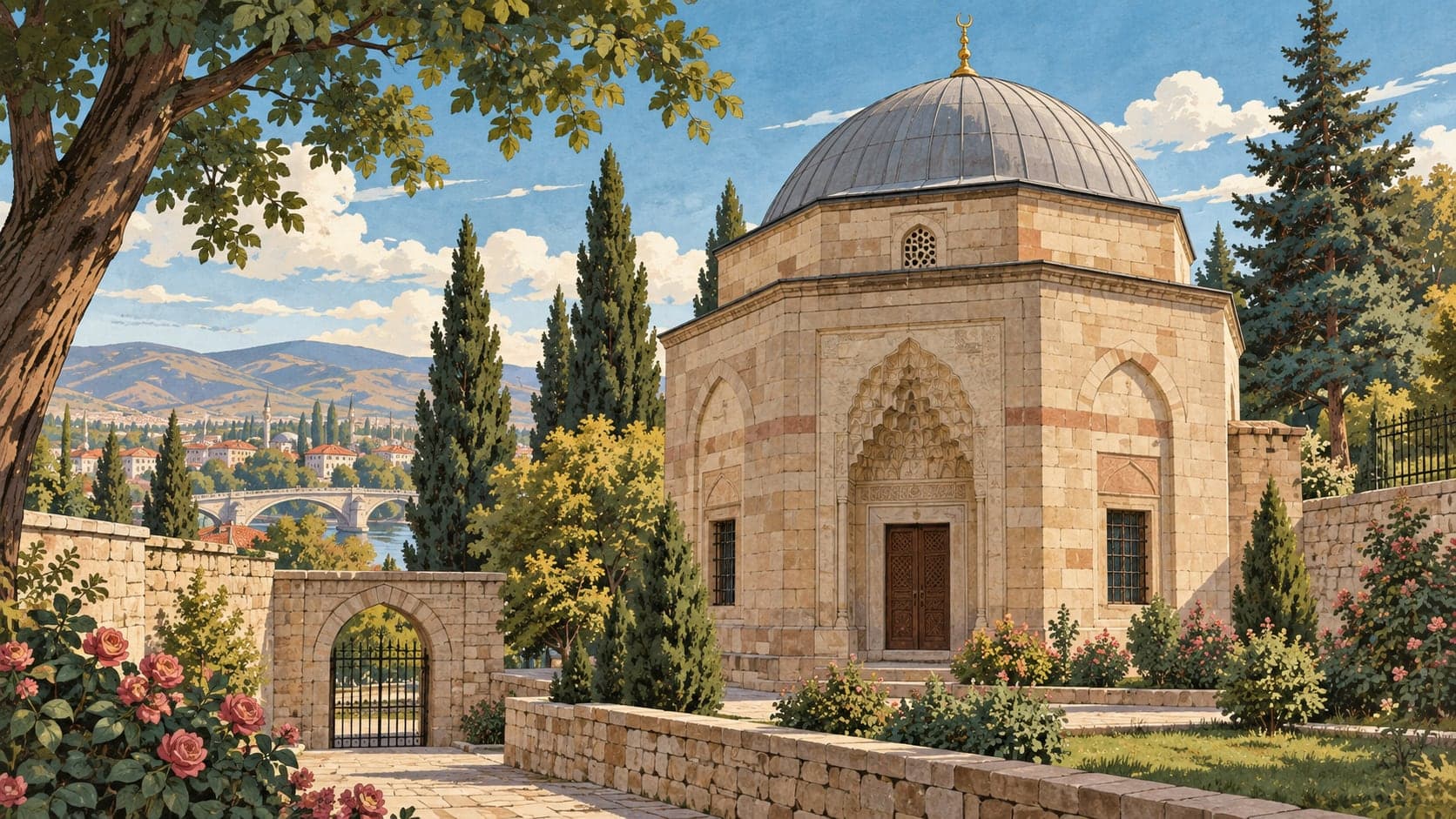 Illustration of Melik Gazi Tomb, Eskişehir