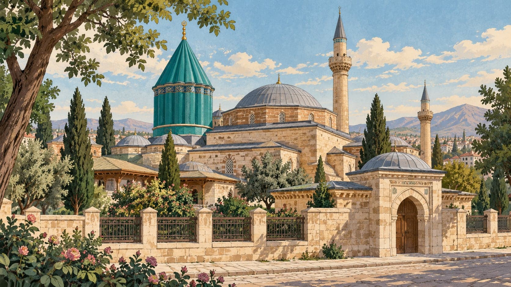 Illustration of Mevlana Museum, Konya