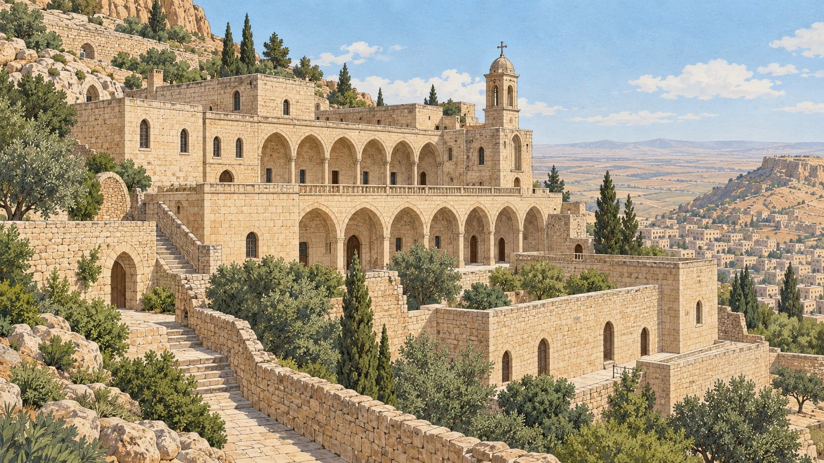Illustration of Mor Yakup Monastery, Mardin