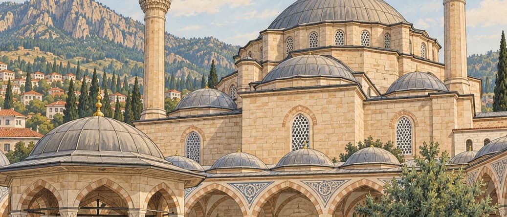 Illustration of Muradiye Mosque and Complex, Manisa