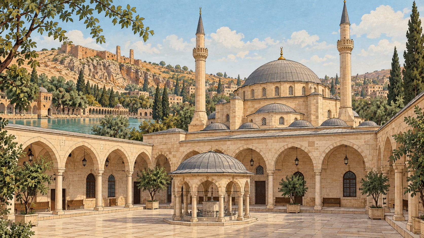 Illustration of Nimetullah Mosque / Ak Mosque, Şanlıurfa