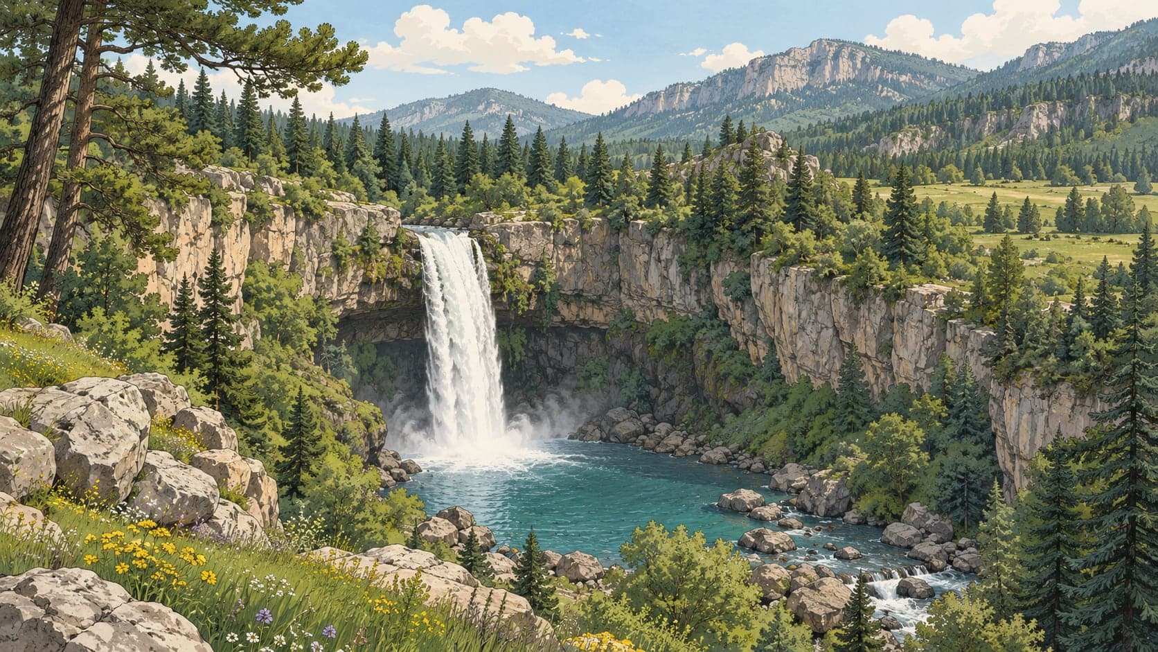 Illustration of Obruk Waterfall Nature Park, Adana