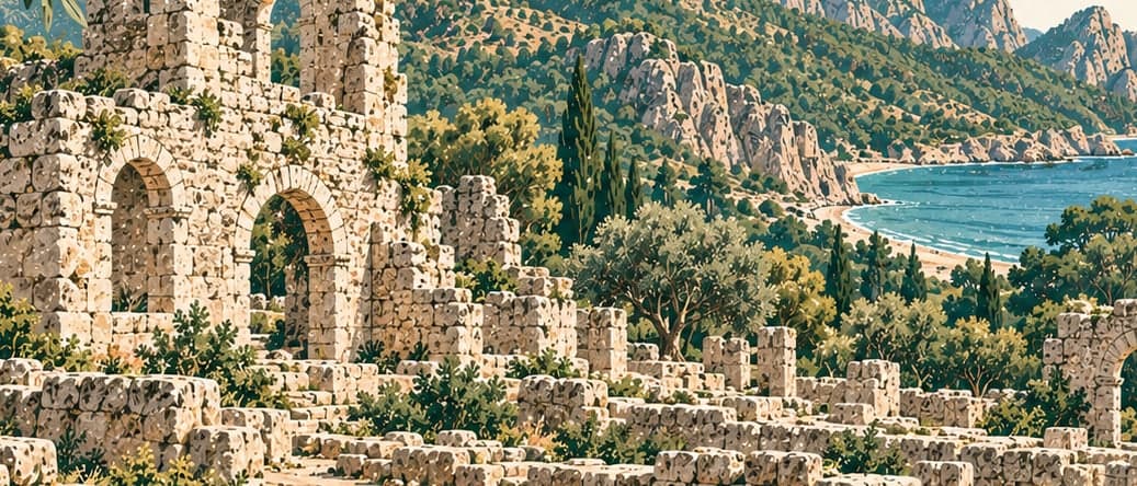 Illustration of Olympos Archaeological Site, Antalya