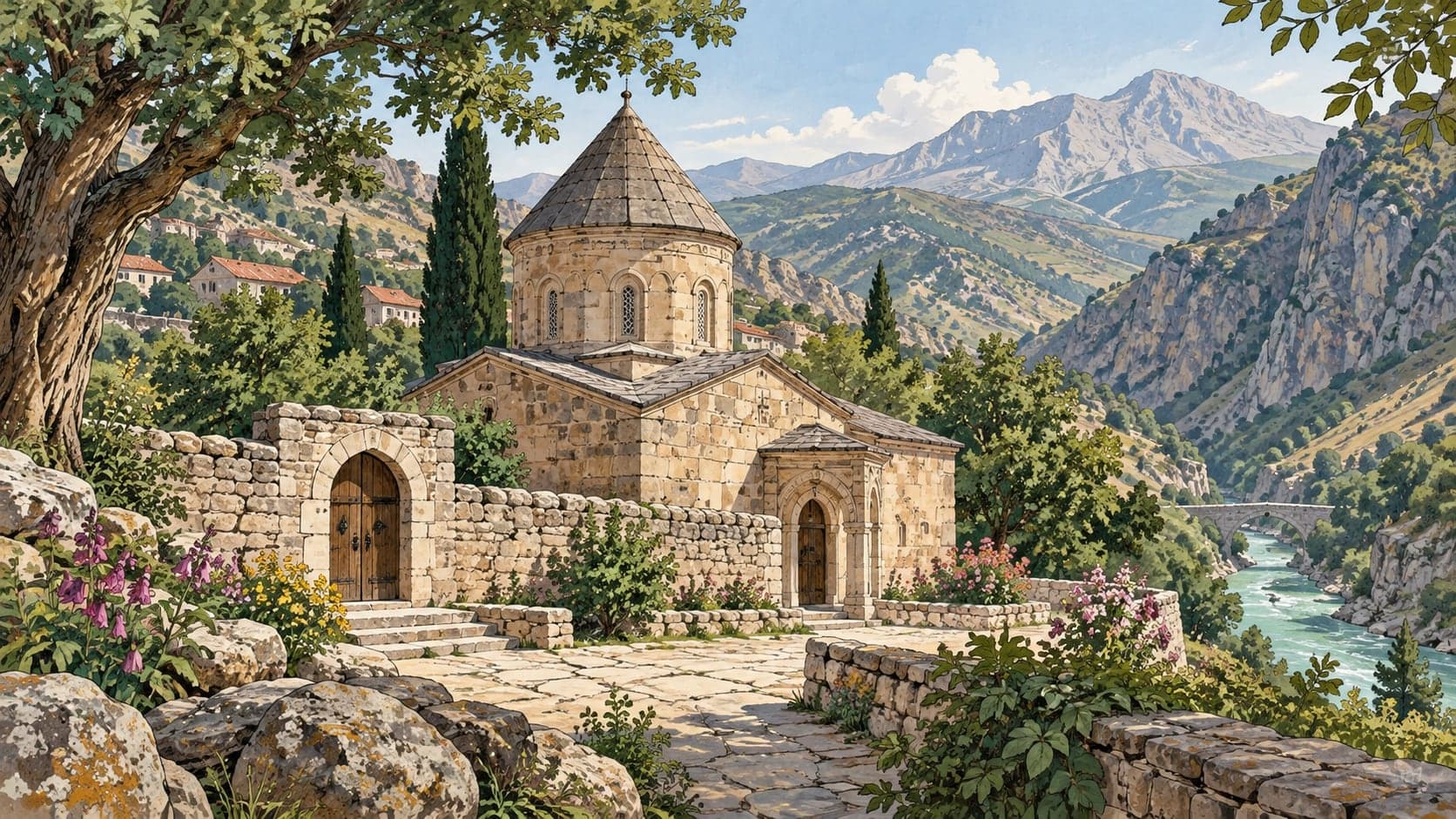 Illustration of Ovacık Ziyaret Village, Tunceli