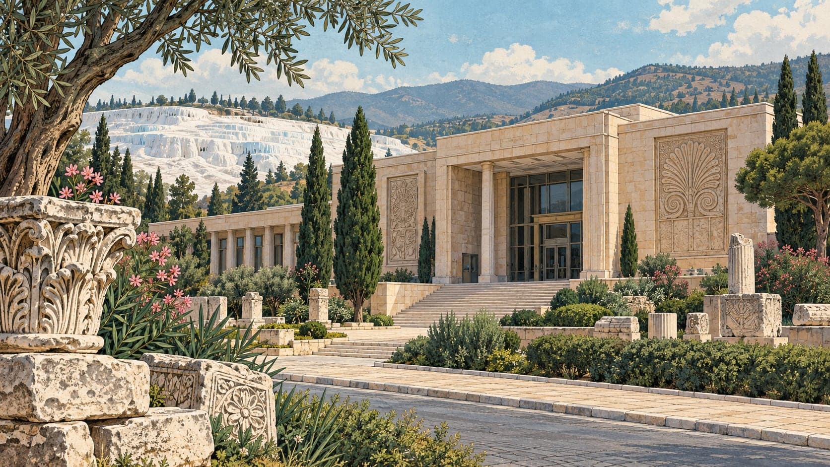 Illustration of Pamukkale Archaeological Museum, Denizli