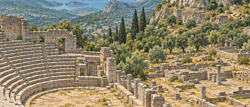 Illustration of Pınara Archaeological Site, Muğla