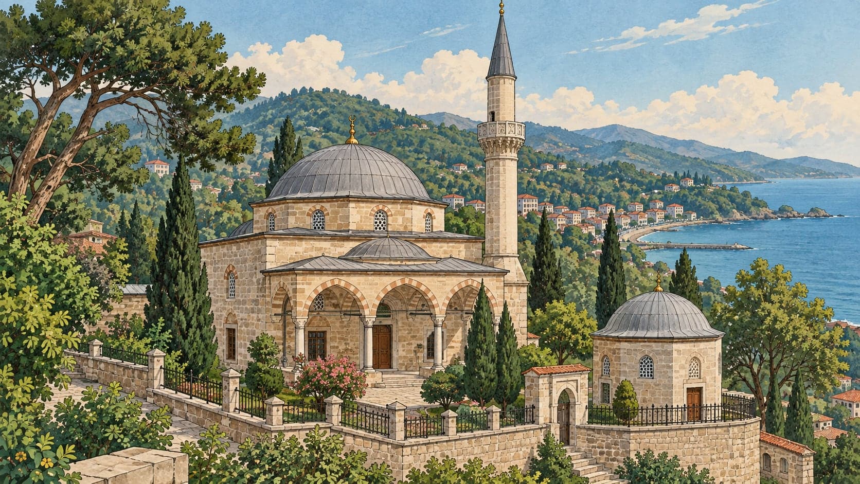 Illustration of Piraziz Şeyh İdris Mosque and Tomb, Giresun