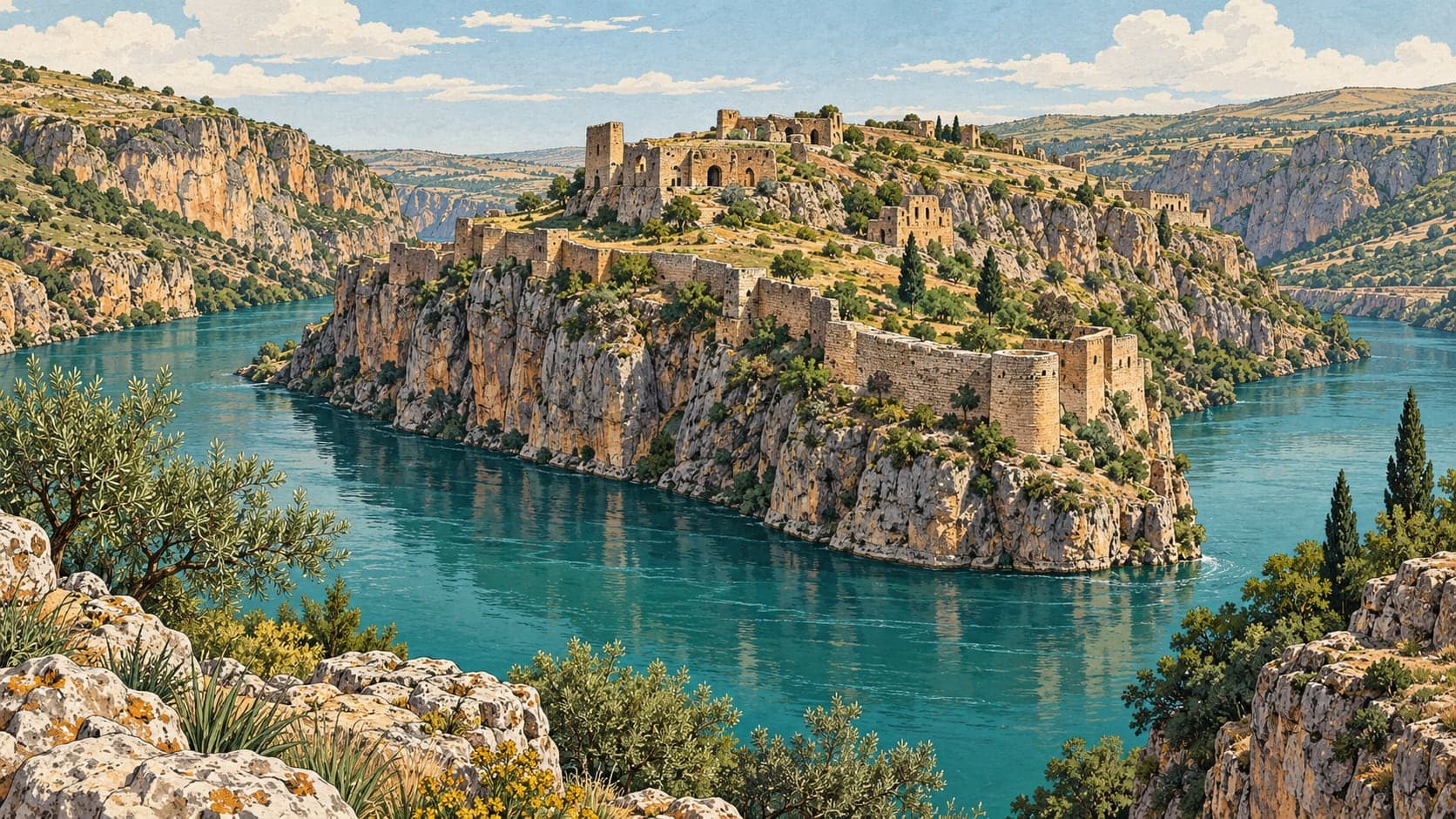 Illustration of Rumkale Archaeological Site, Gaziantep