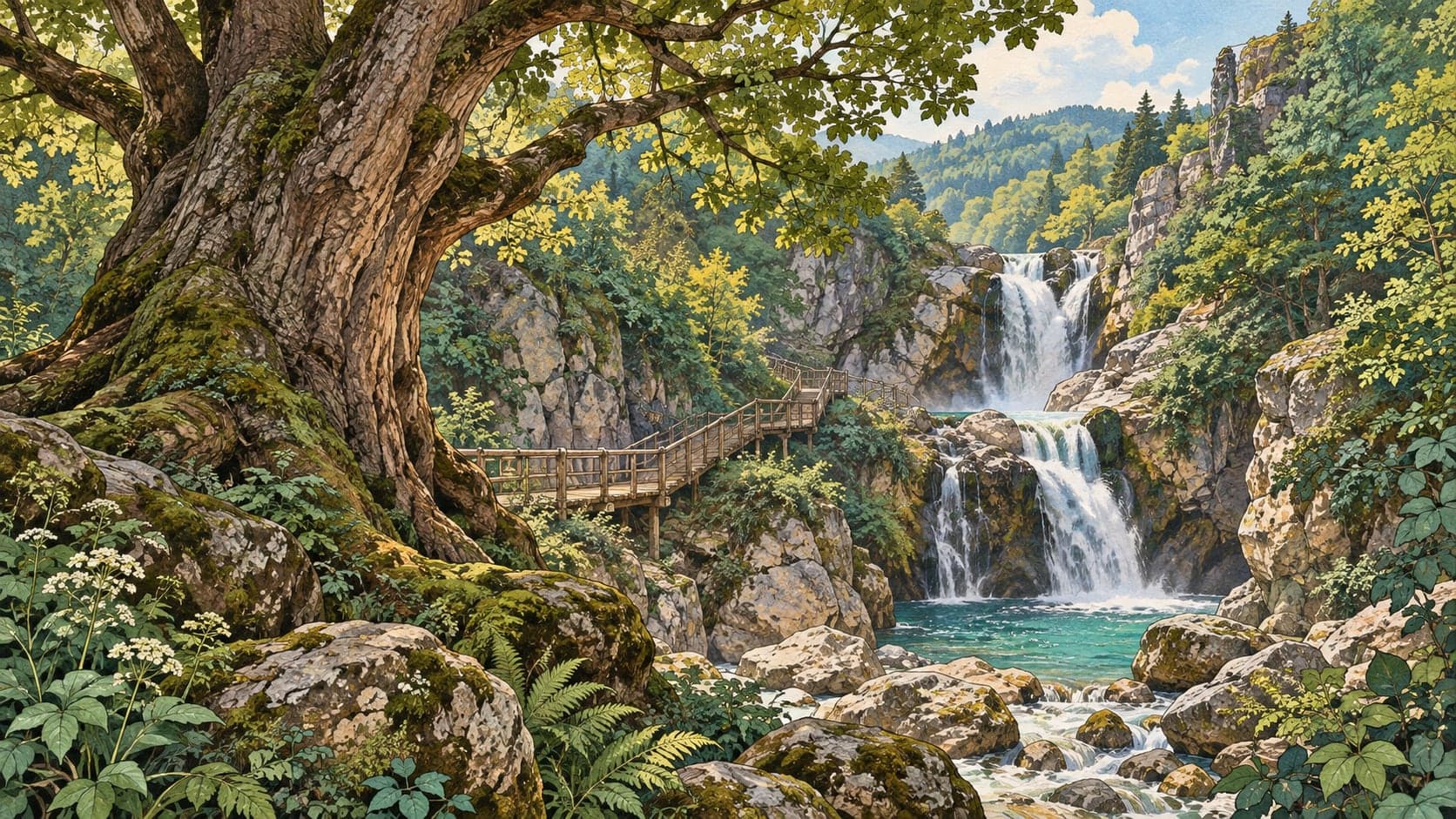 Illustration of Samandere Waterfall Natural Monument, Düzce