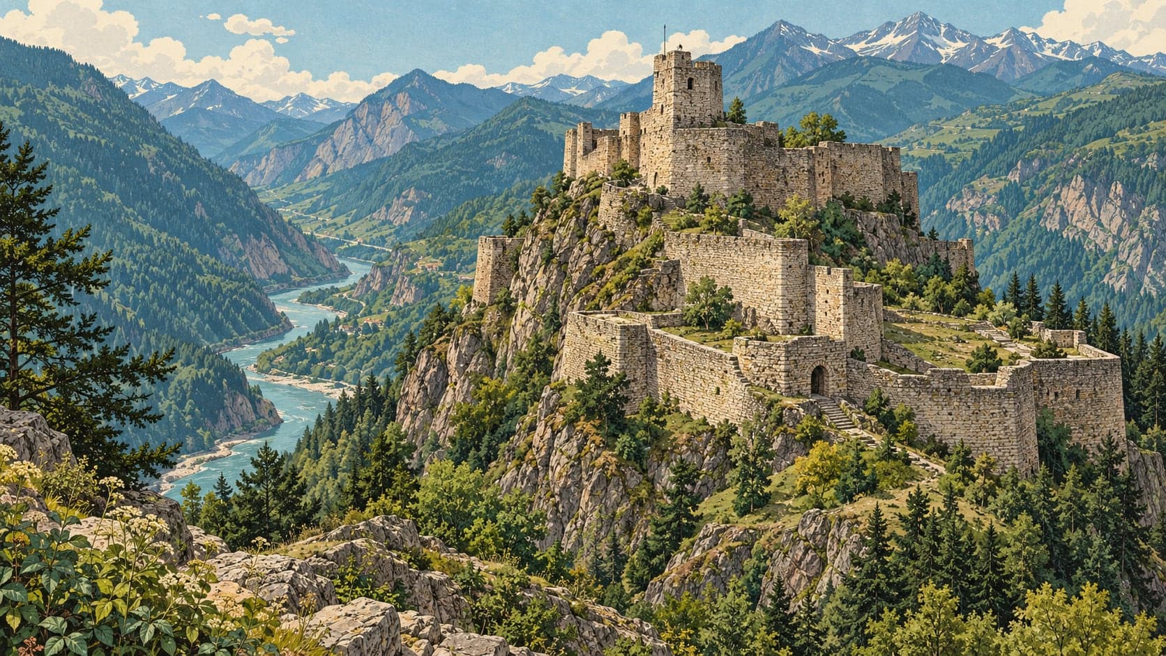 Illustration of Satlel Castle, Artvin