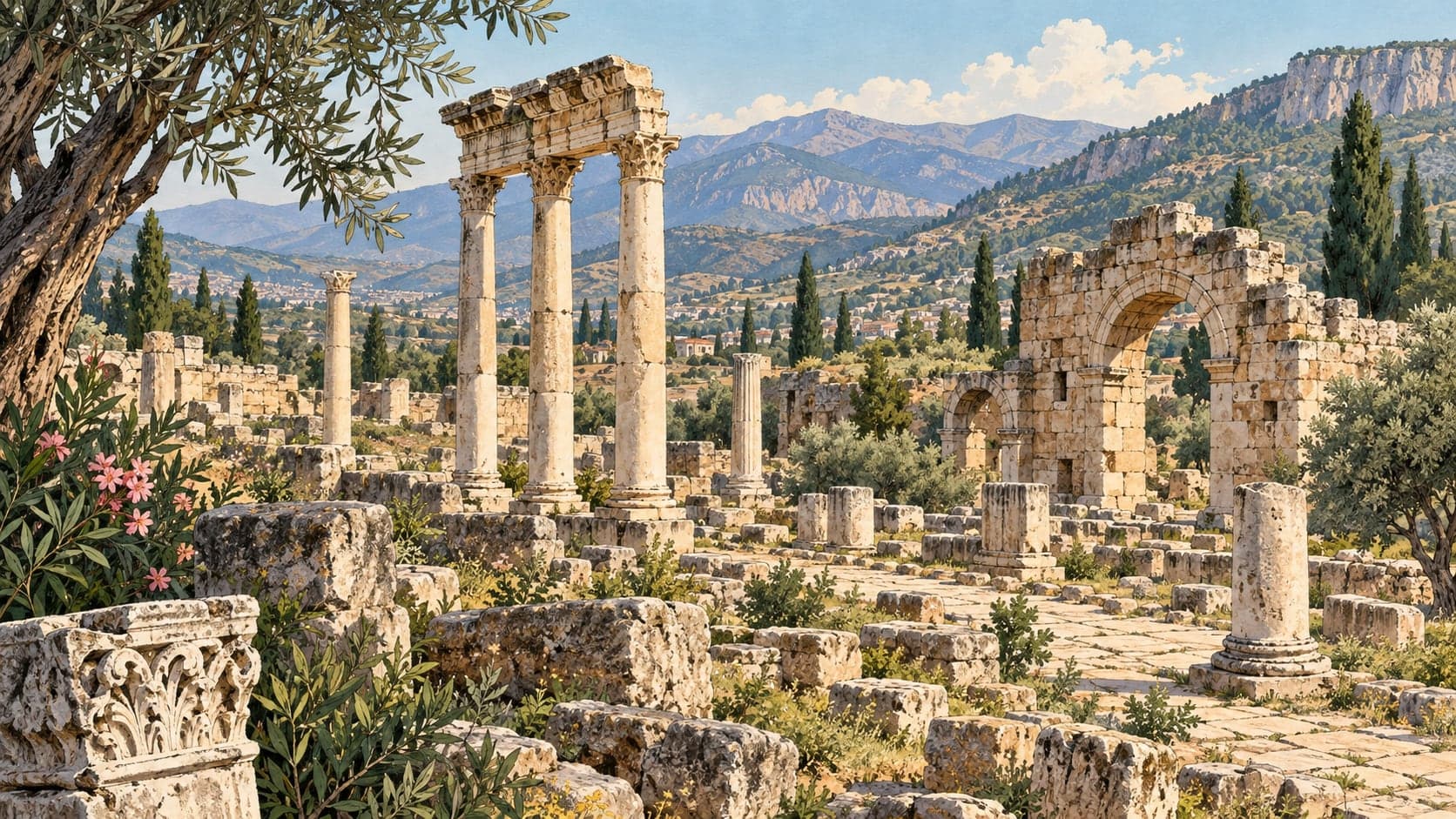 Illustration of Sebastopolis Ancient City, Denizli