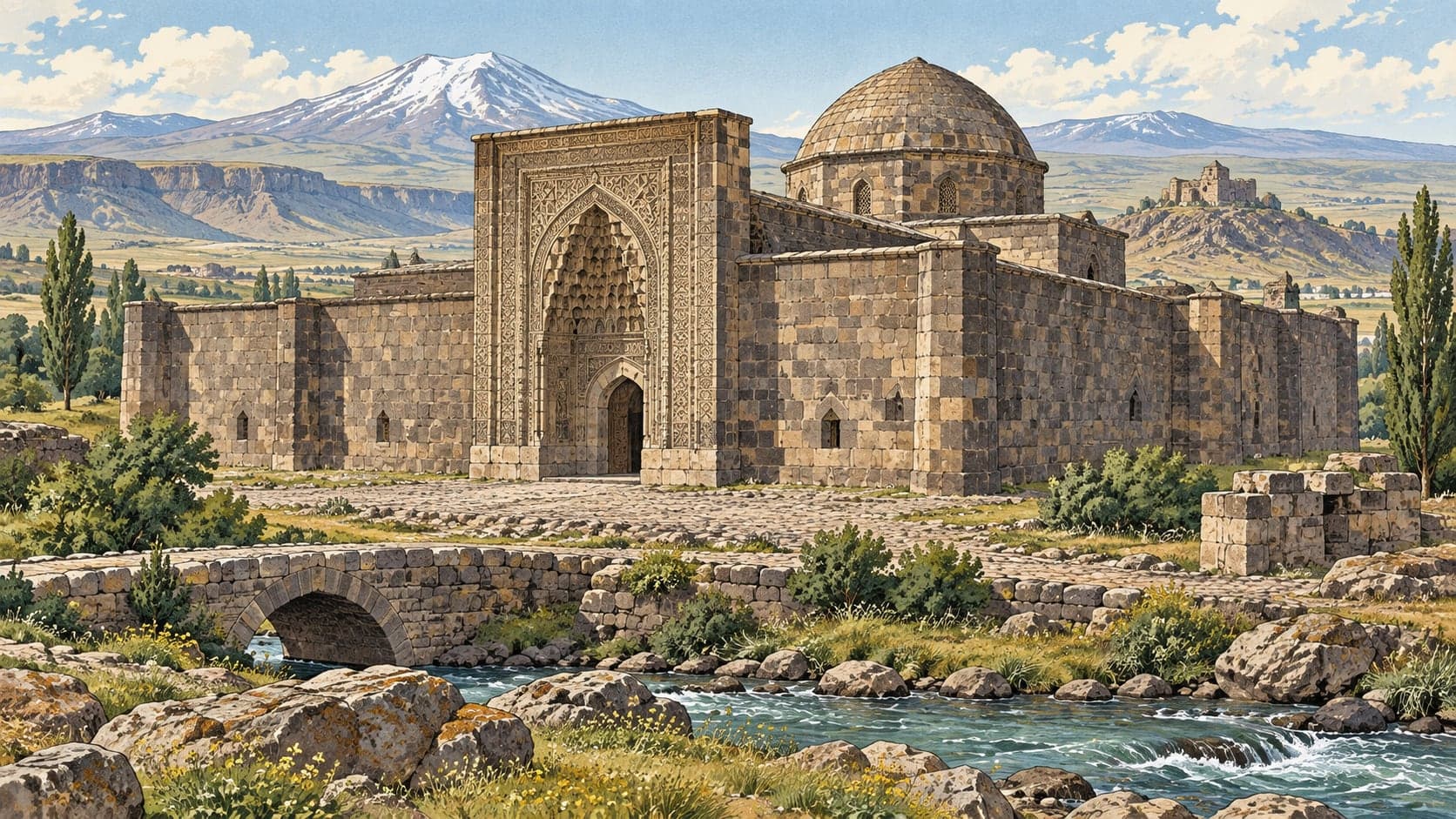 Illustration of Seljuk Caravanserai, Kars