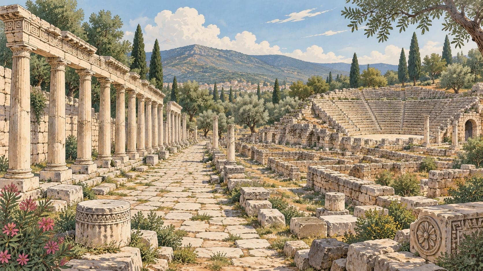 Illustration of Stratonikeia Archaeological Site, Muğla