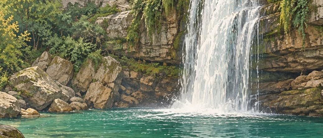 Illustration of Sudüşen Waterfall, Yalova