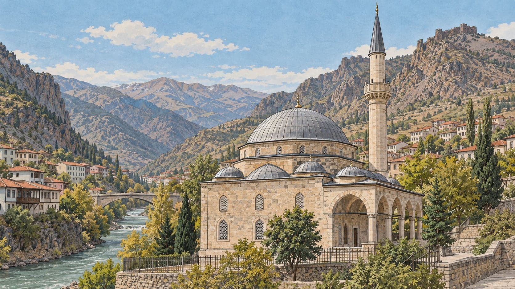 Illustration of Sultan Süleyman Caravanserai Mosque, Gümüşhane