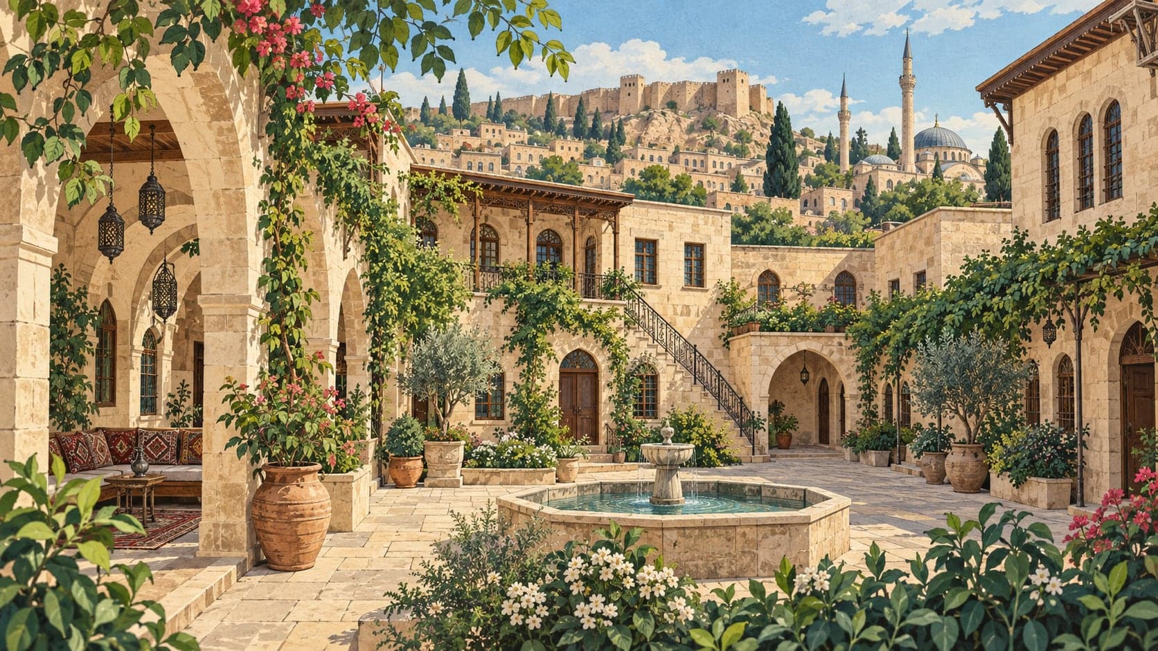 Illustration of Historical Antep Houses, Gaziantep