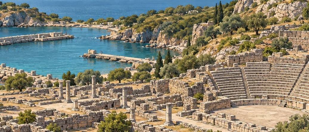 Illustration of Teos Archaeological Site, İzmir