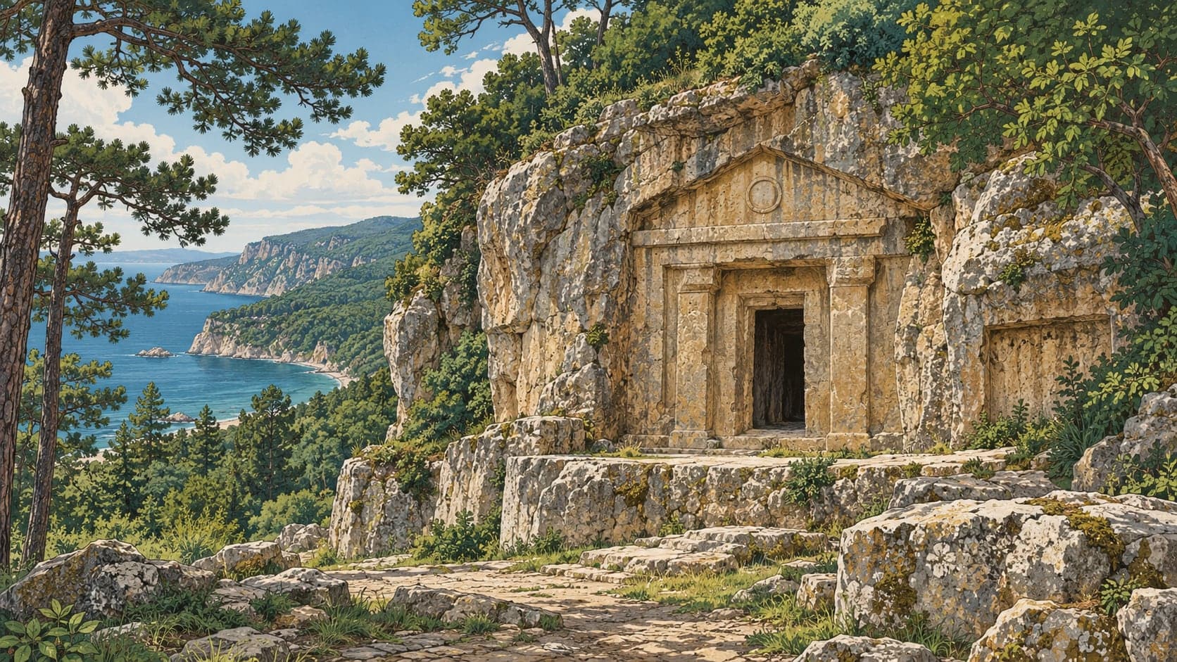 Illustration of Terelek Rock Tomb, Sinop