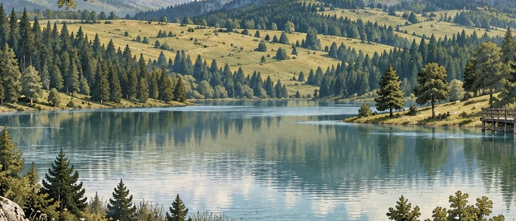 Illustration of Torkul Pond, Düzce