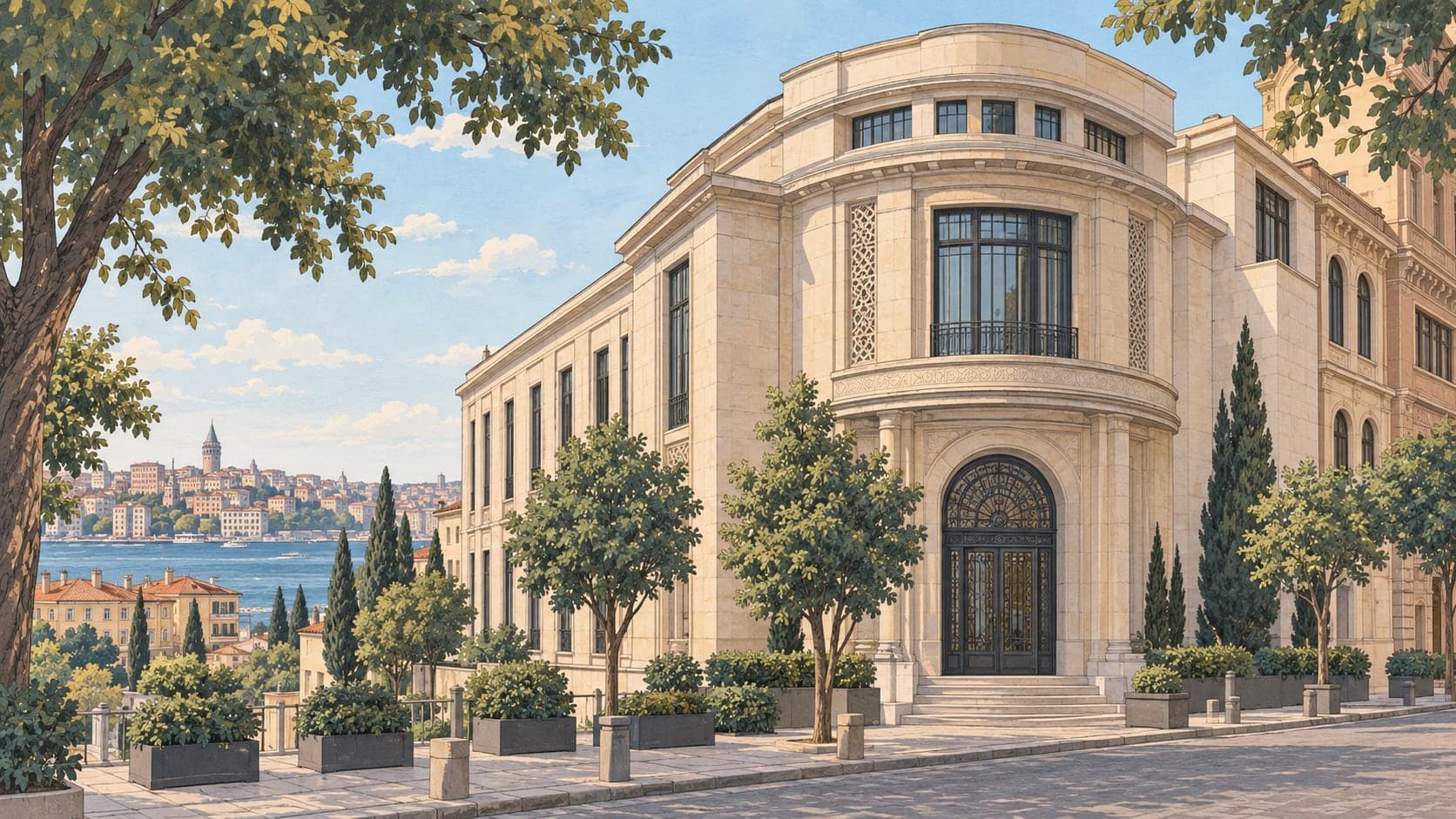 Illustration of Türkiye İş Bank Painting and Sculpture Museum, İstanbul