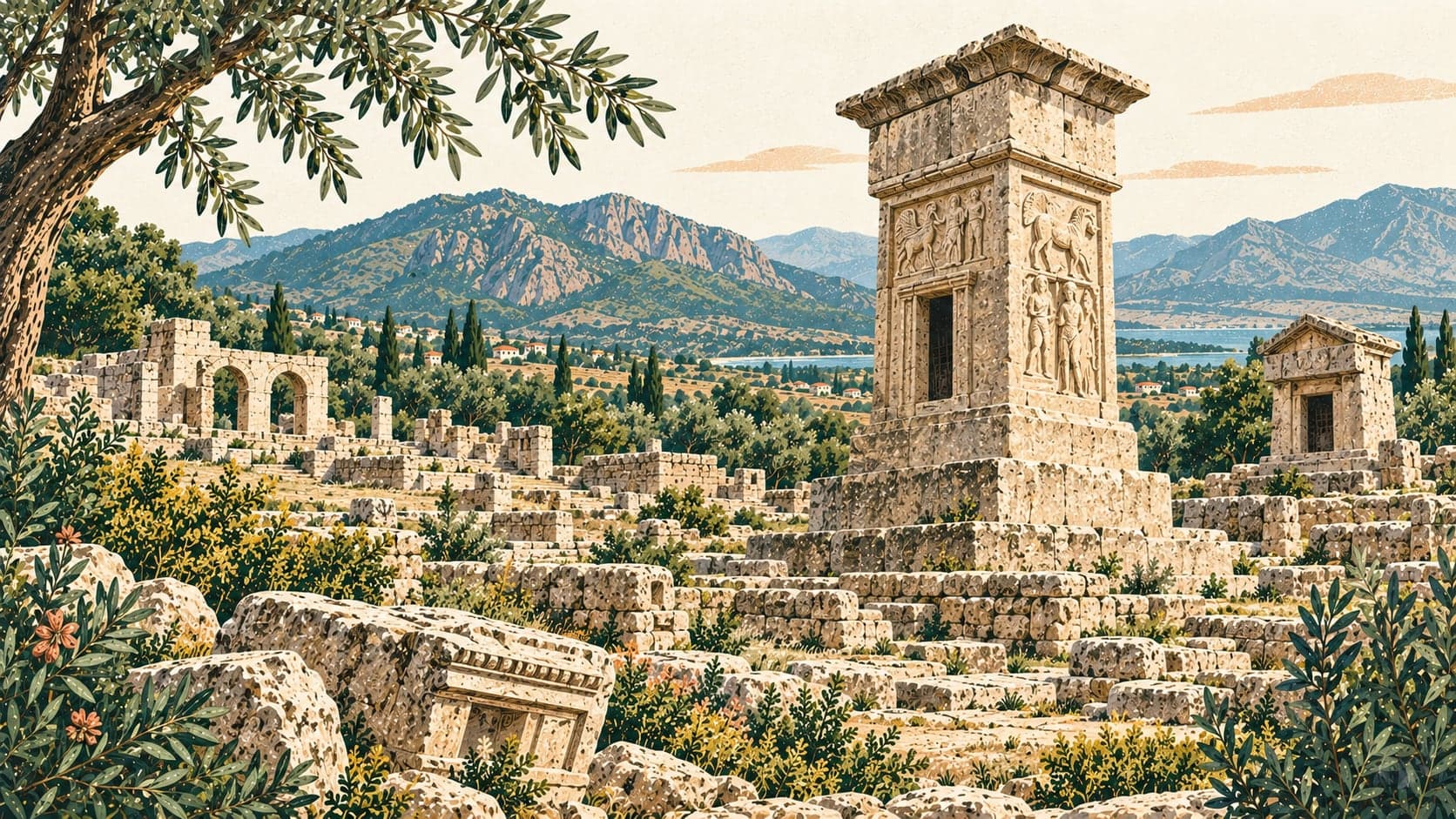 Illustration of Xanthos Archaeological Site, Antalya
