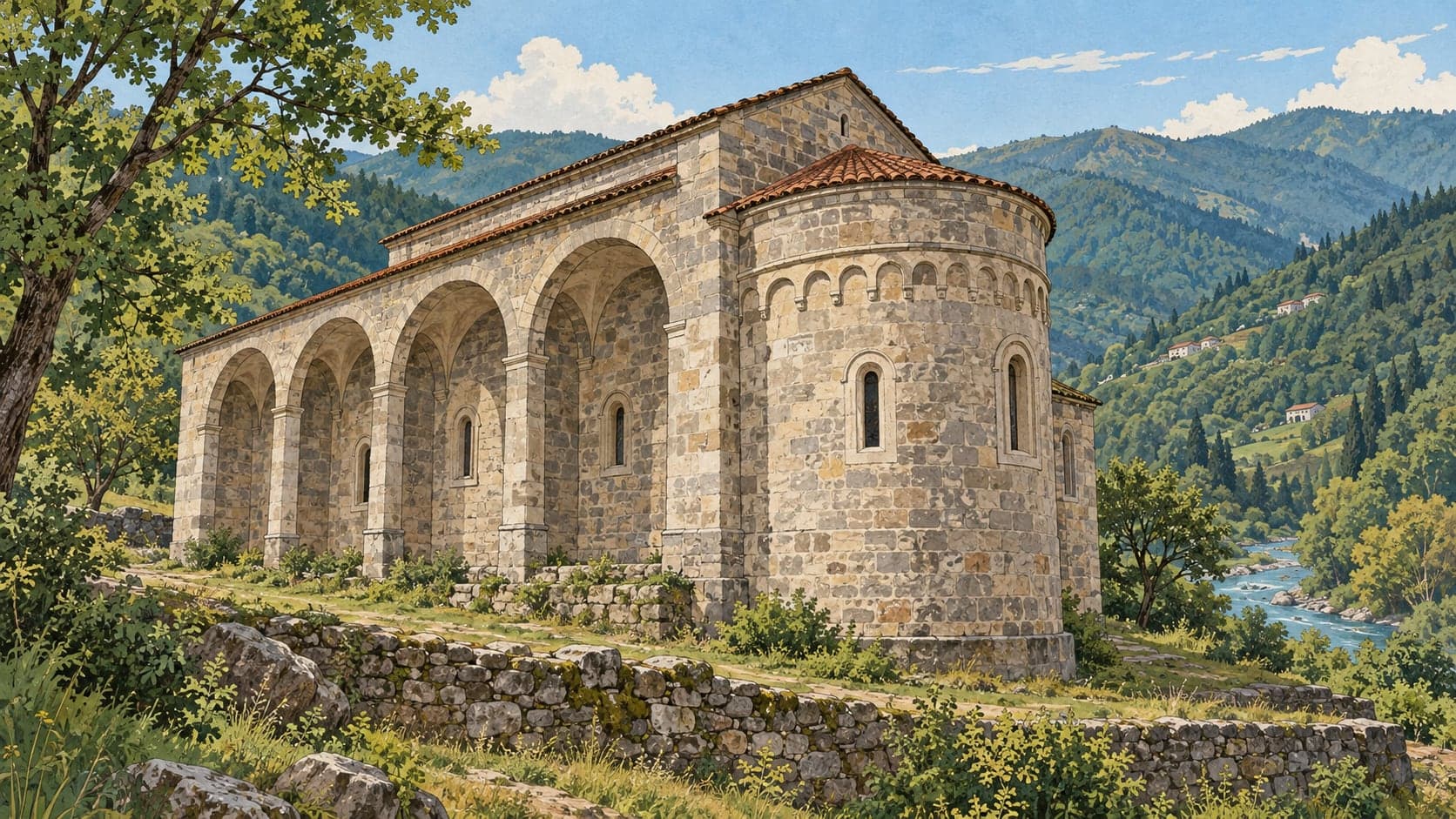 Illustration of Yağlıdere Kırkharman Church, Giresun