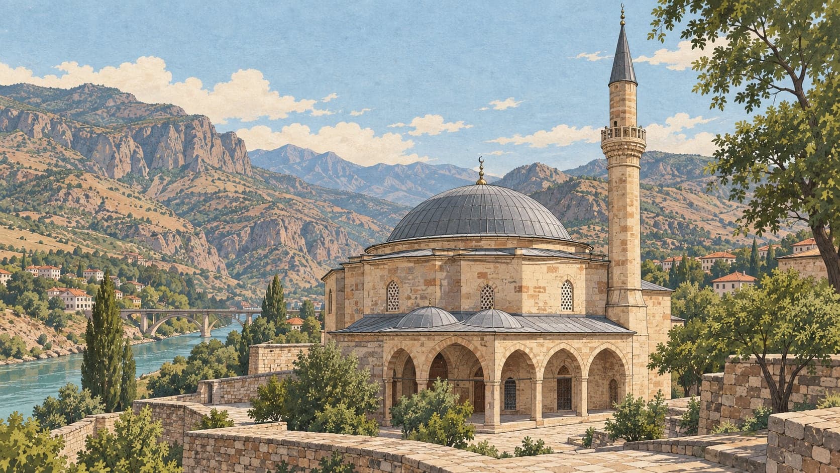 Illustration of Yelmaniye Mosque / Madrasa Mosque, Tunceli