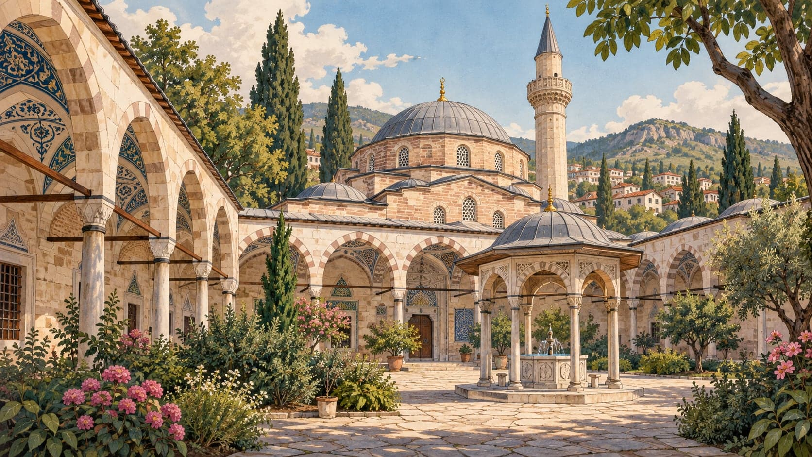 Illustration of Yıldırım Mosque and Complex, Balıkesir