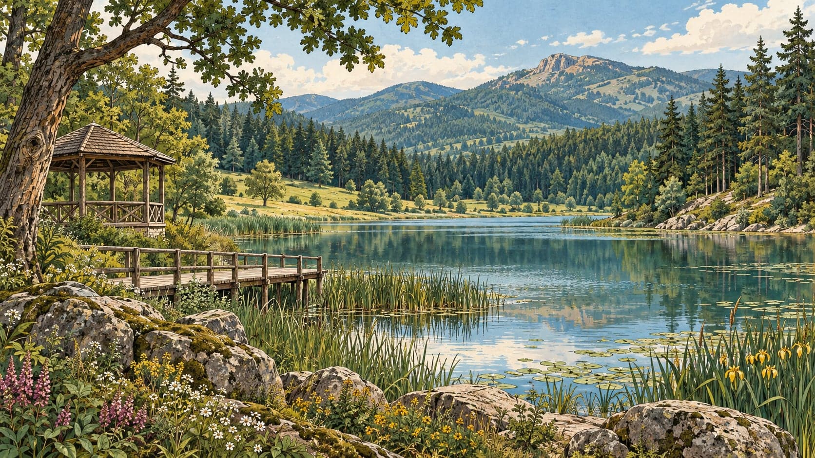 Illustration of Zinav Lake Nature Park, Tokat